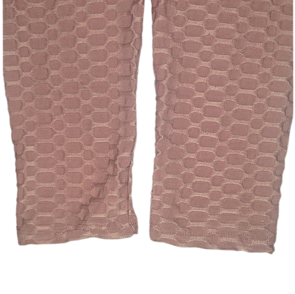 Cacia High Rise Scrunch Butt Honeycomb Bubble Jacquard Pink Slimming Leggings L - Picture 10 of 16